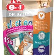 8in1 Delights Selection, gesunder Kausnack-Mix mit hochwertigem Fleisch für Hunde, Größe XS, 15 Stück